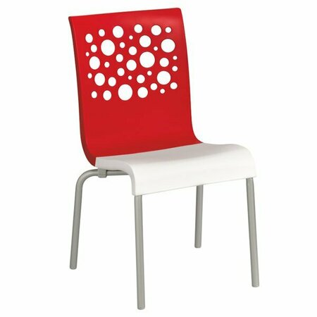 GROSFILLEX US835414 Tempo Stacking Resin Chair with Red Back and White Seat - 4/Pack, 4PK 383US021414PK